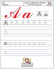 okul öncesi harfler çizgi çalışması